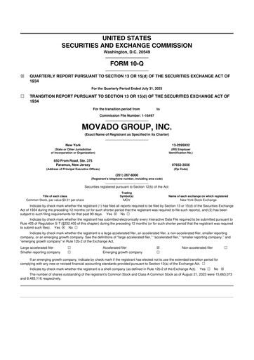 Vorschaubild Movado Group 10-Q Quartalsbericht 2024 