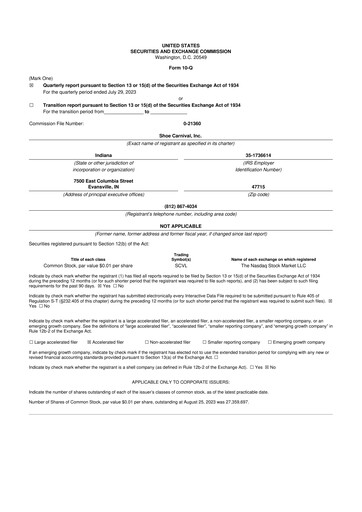 Thumbnail Shoe Carnival
 10-Q Quarterly Report FY2023 
