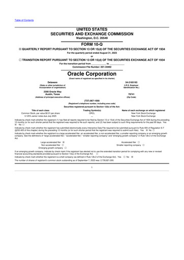 Thumbnail Oracle 10-Q Quarterly Report FY2024 