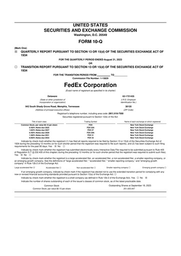 Thumbnail FedEx 10-Q Quarterly Report FY2024 