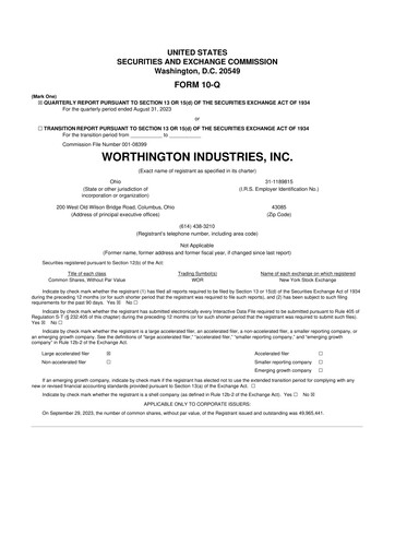 Miniature Worthington Enterprises 10-Q Rapport trimestriel 2023 