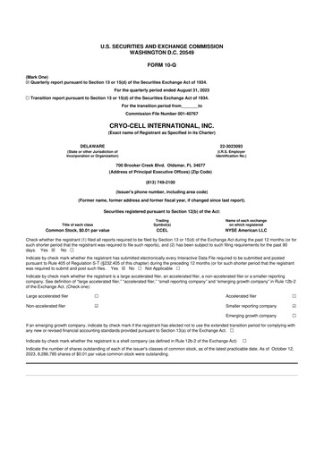Thumbnail Cryo-Cell International 10-Q Quarterly Report FY2023 