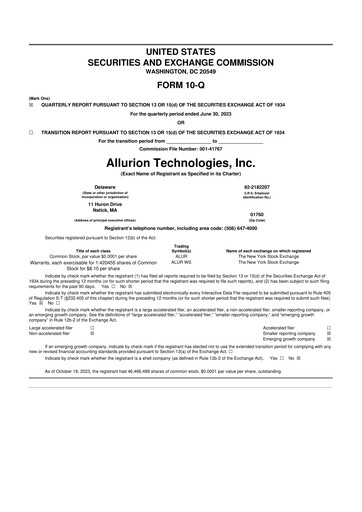 Miniature Allurion Technologies 10-Q Rapport trimestriel 2023 