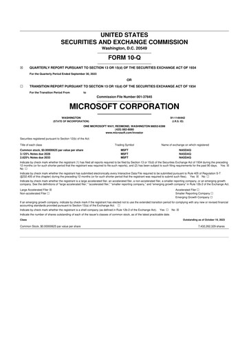 Thumbnail Microsoft 10-Q Quarterly Report FY2024 