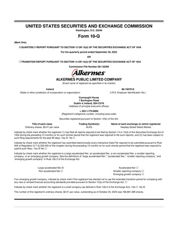 Miniature Alkermes 10-Q Rapport trimestriel 2023 