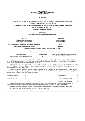 Miniature Impinj 10-Q Rapport trimestriel 2023 