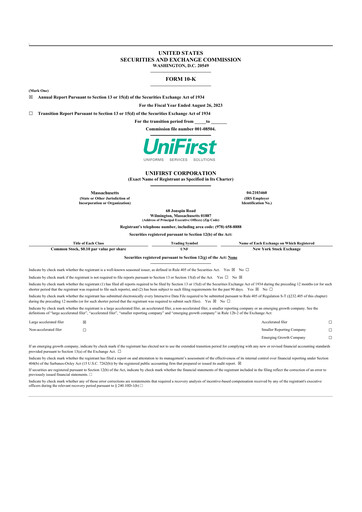 Thumbnail UniFirst 10-K Annual Report 2023