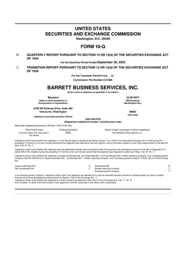 Thumbnail Barrett Business Services 10-Q Quarterly Report FY2023 