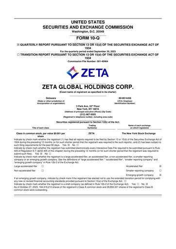 Miniature Zeta Global 10-Q Rapport trimestriel 2023 