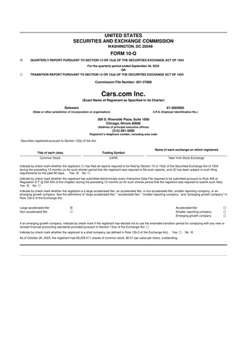 Thumbnail Cars.com 10-Q Quarterly Report FY2023 