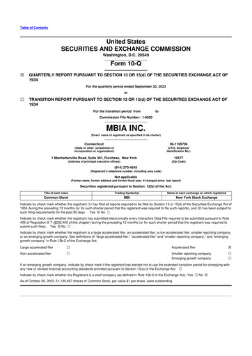 Thumbnail MBIA 10-Q Quarterly Report FY2023 