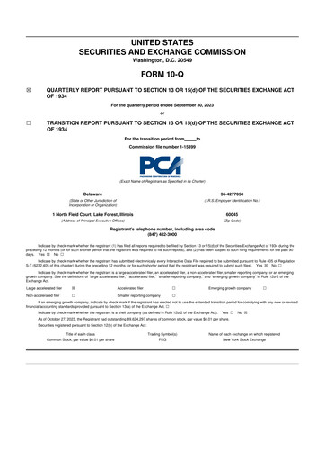 Thumbnail Packaging Corporation of America
 10-Q Quarterly Report FY2023 