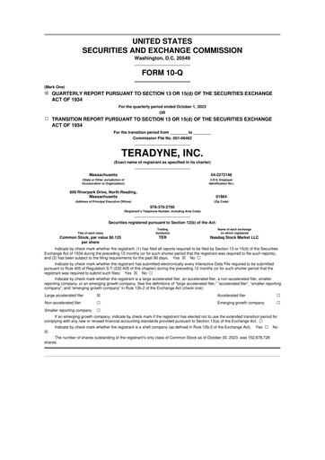 Thumbnail Teradyne 10-Q Quarterly Report FY2023 