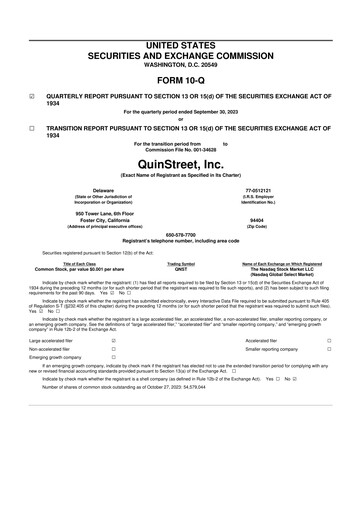 Thumbnail QuinStreet
 10-Q Quarterly Report FY 