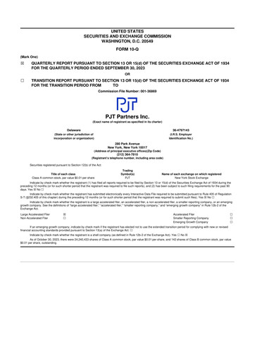 Thumbnail PJT Partners
 10-Q Quarterly Report FY2023 