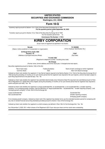 Thumbnail Kirby Corporation
 10-Q Quarterly Report FY2023 