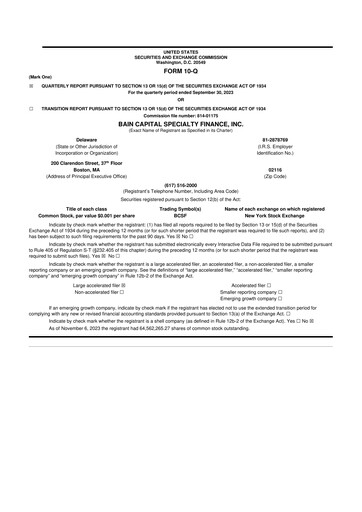 Vorschaubild Bain Capital Specialty Finance
 10-Q Quartalsbericht 2023 