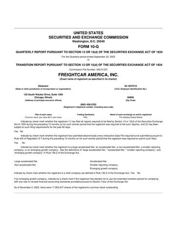 Thumbnail FreightCar America
 10-Q Quarterly Report FY2023 