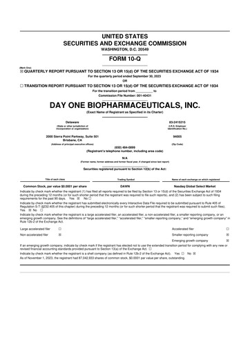 Thumbnail Day One Biopharmaceuticals 10-Q Quarterly Report FY2023 