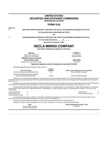 Thumbnail Hecla Mining
 10-Q Quarterly Report FY2023 