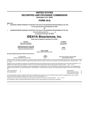 Thumbnail IDEAYA Biosciences 10-Q Quarterly Report FY 
