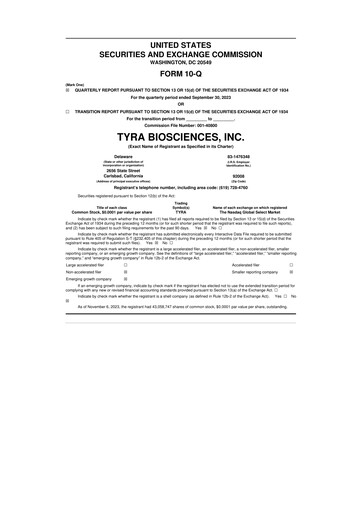 Thumbnail Tyra Biosciences 10-Q Quarterly Report FY 