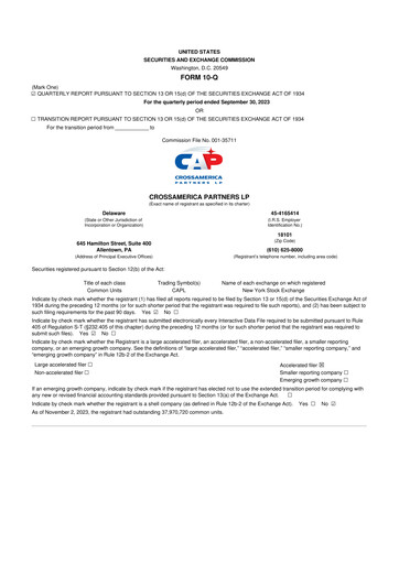 Miniature CrossAmerica Partners 10-Q Rapport trimestriel 2023 