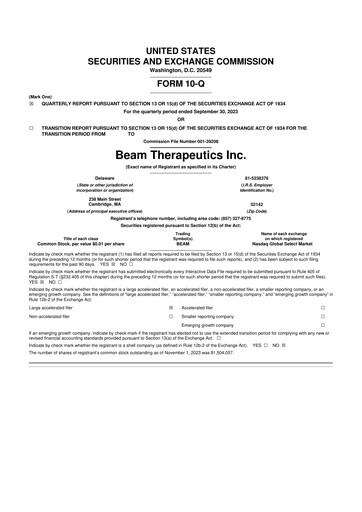 Thumbnail Beam Therapeutics
 10-Q Quarterly Report FY2023 