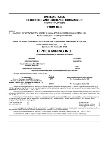 Thumbnail Cipher Mining 10-Q Quarterly Report FY2023 
