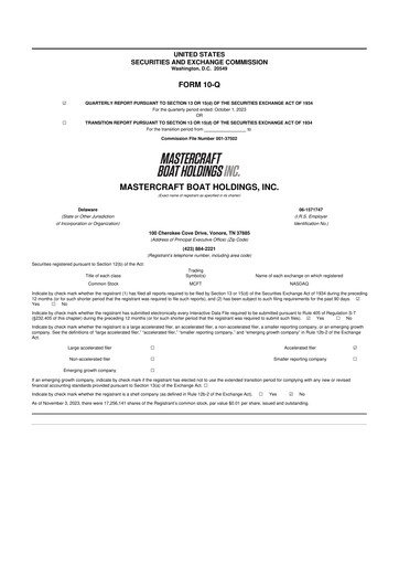 Thumbnail MasterCraft Boat 10-Q Quarterly Report FY2023 