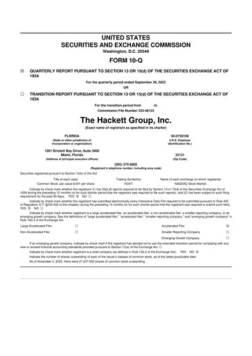 Thumbnail The Hackett Group

 10-Q Quarterly Report FY2023 