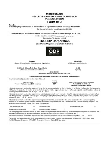 Thumbnail The ODP Corporation
 10-Q Quarterly Report FY2023 