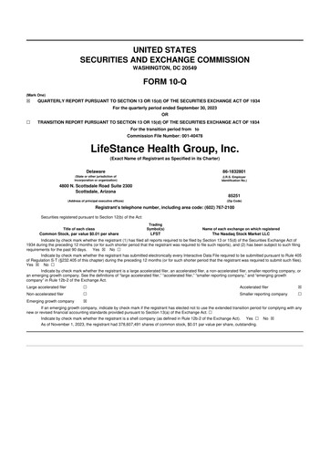 Thumbnail LifeStance Health Group 10-Q Quarterly Report FY2023 