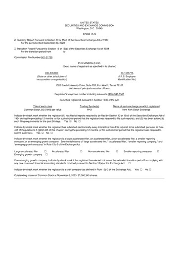Thumbnail PHX Minerals 10-Q Quarterly Report FY2023 