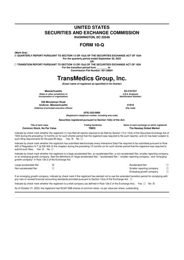 Thumbnail TransMedics Group 10-Q Quarterly Report FY2023 