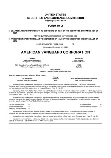 Thumbnail American Vanguard 10-Q Quarterly Report FY 