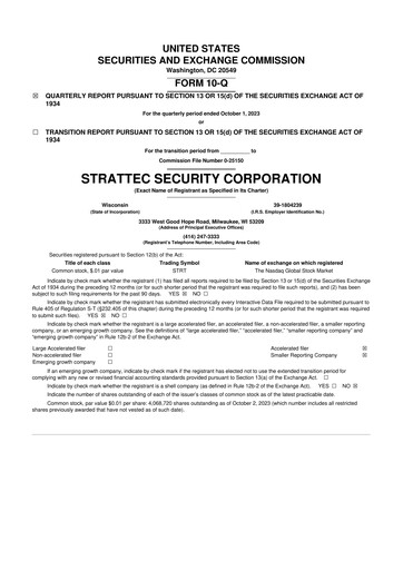 Vorschaubild Strattec Security 10-Q Quartalsbericht 2023 