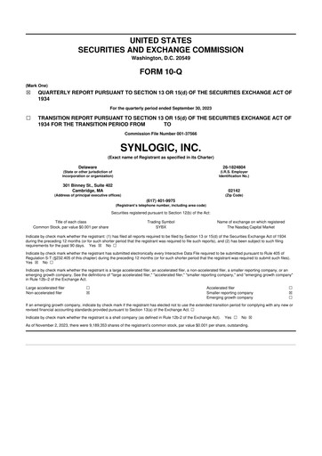 Thumbnail Synlogic 10-Q Quarterly Report FY2023 