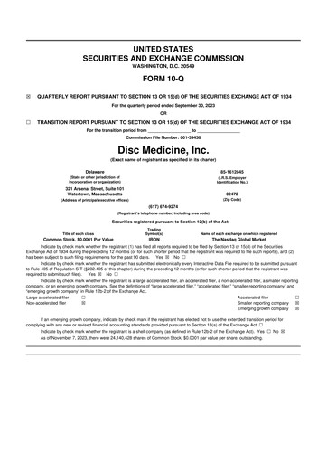 Thumbnail Disc Medicine 10-Q Quarterly Report FY 
