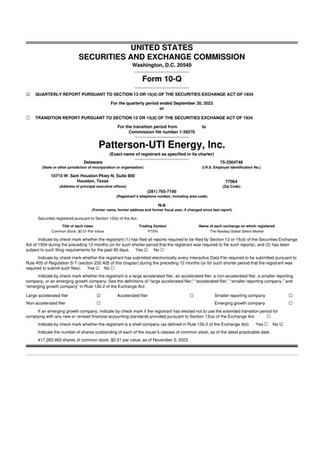 Thumbnail Patterson-UTI Energy 10-Q Quarterly Report FY2023 