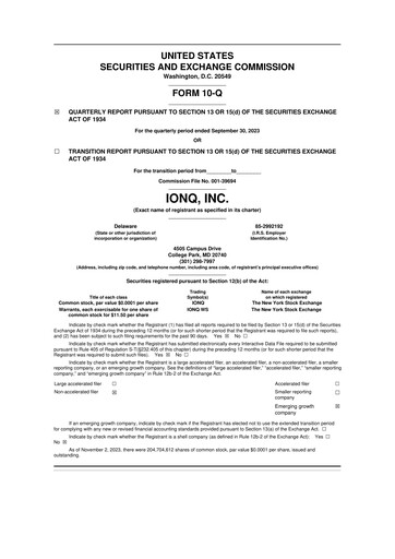 Vorschaubild IonQ 10-Q Quartalsbericht 2023 