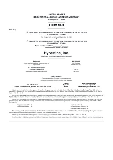 Miniature Hyperfine 10-Q Rapport trimestriel 2023 