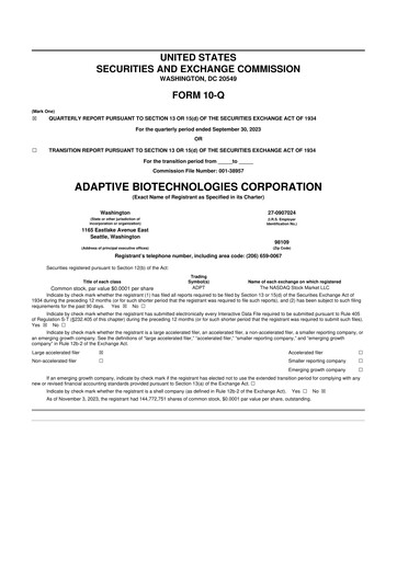 Thumbnail Adaptive Biotechnologies
 10-Q Quarterly Report FY2023 