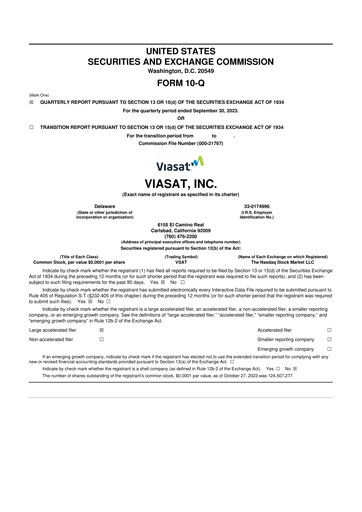 Thumbnail ViaSat 10-Q Quarterly Report FY2024 