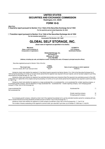 Thumbnail Global Self Storage 10-Q Quarterly Report FY2023 