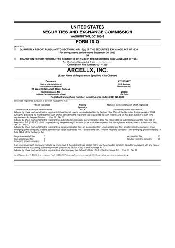 Thumbnail Arcellx 10-Q Quarterly Report FY2023 