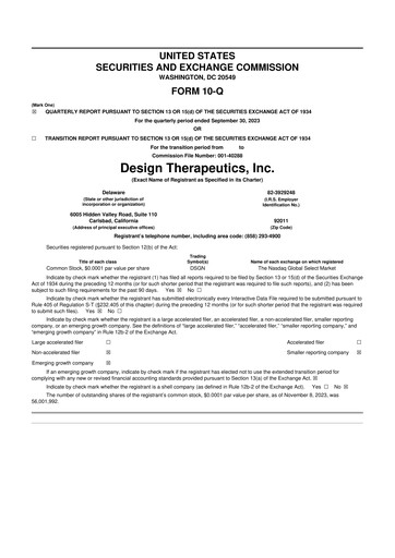 Thumbnail Design Therapeutics 10-Q Quarterly Report FY 