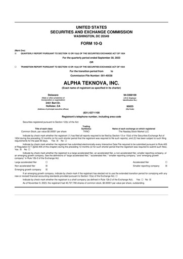 Thumbnail Alpha Teknova 10-Q Quarterly Report FY2023 