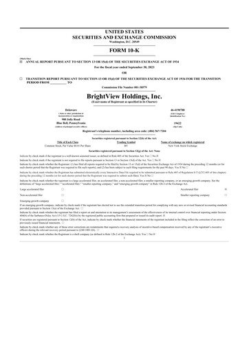 Thumbnail BrightView
 10-K Annual Report 2023