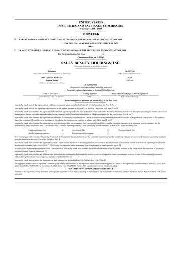 Thumbnail Sally Beauty Holdings 10-K Annual Report 2023